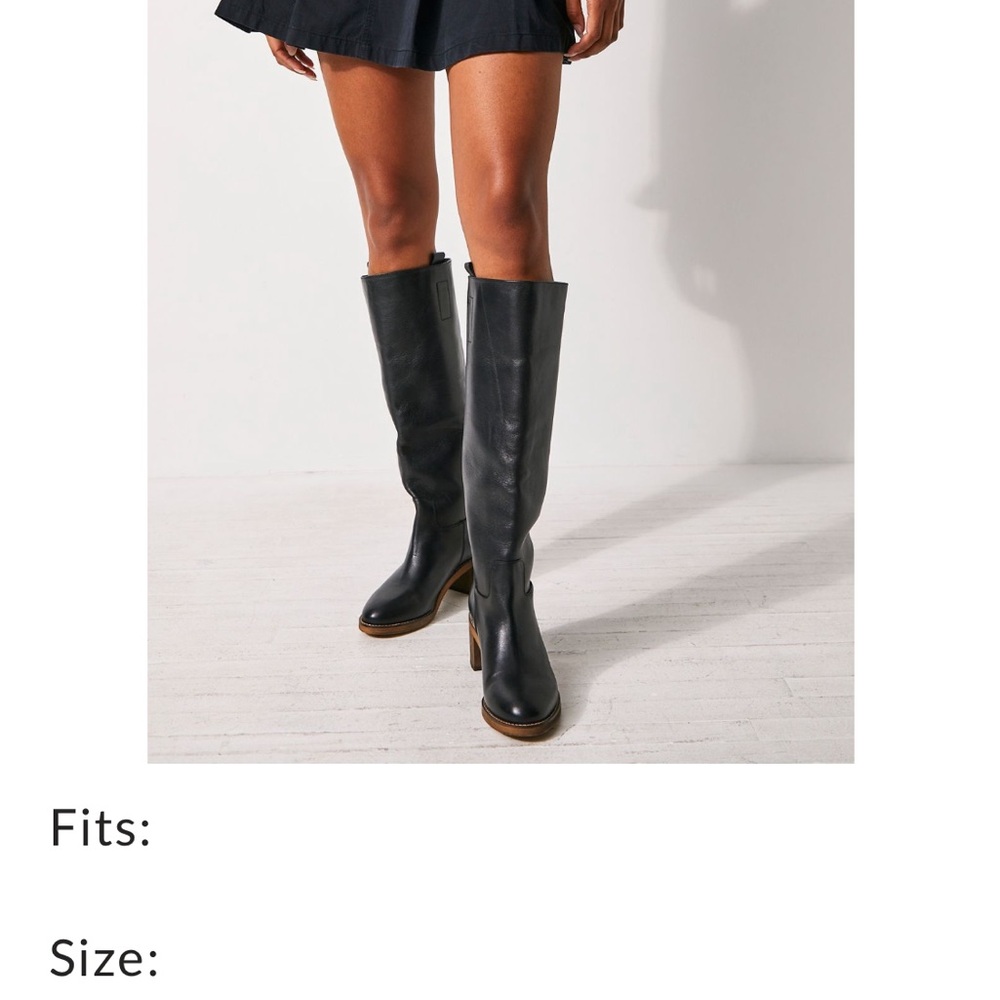 Free People Black Leather Knee High Boots Size 40